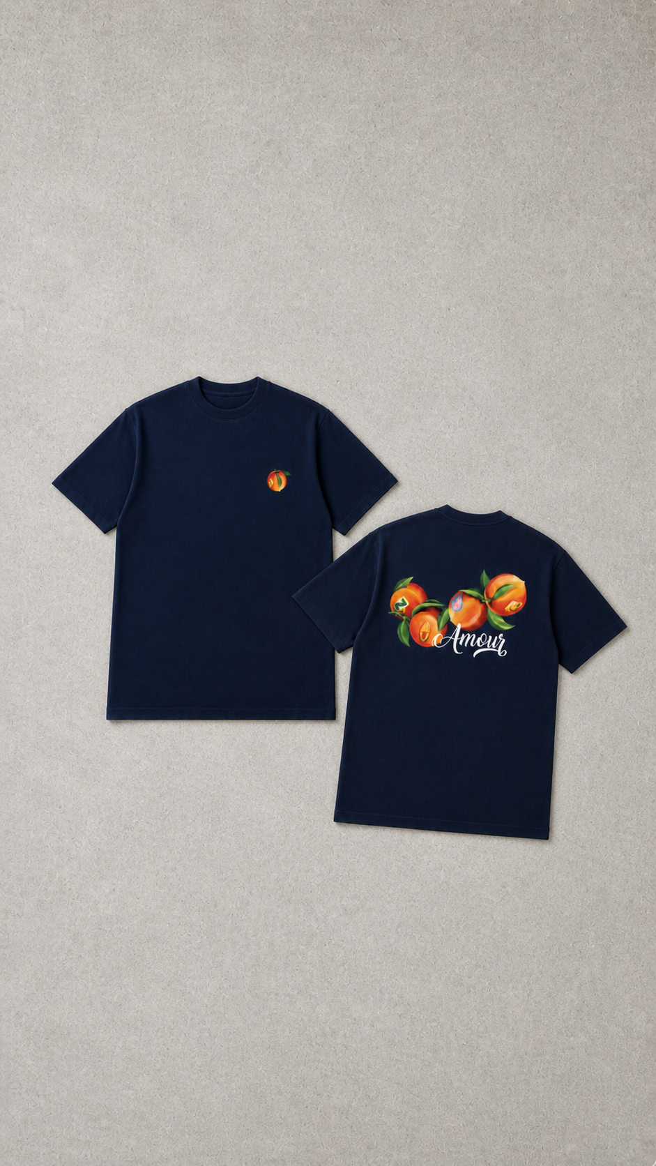 Navy tee peach